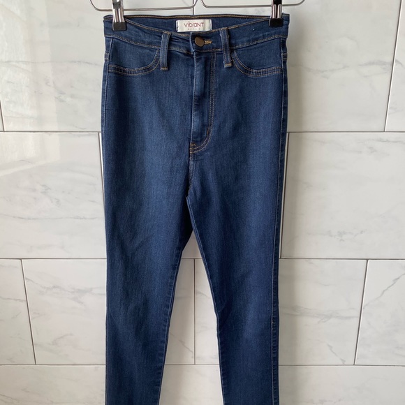 Vibrant U.S.A. Dark Wash High-Rise Skinny Jeans - Picture 3 of 5